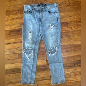 Express distressed girl friend light wash jeans